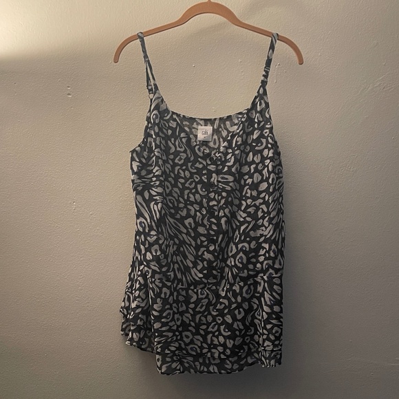 CAbi Purr Animal Print Cami Style 5362 Size Medium‎ Blue and White - Picture 2 of 8